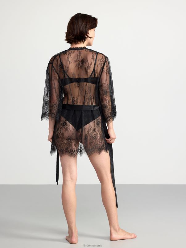 îmbrăcăminte VHZ2F2149 kimono scurt din dantelă femei negru Lindex