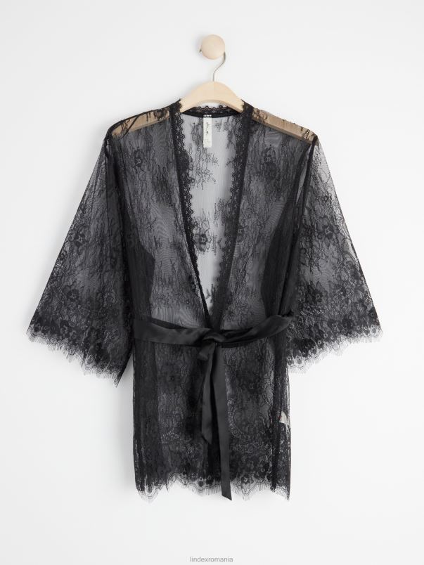 îmbrăcăminte VHZ2F2149 kimono scurt din dantelă femei negru Lindex