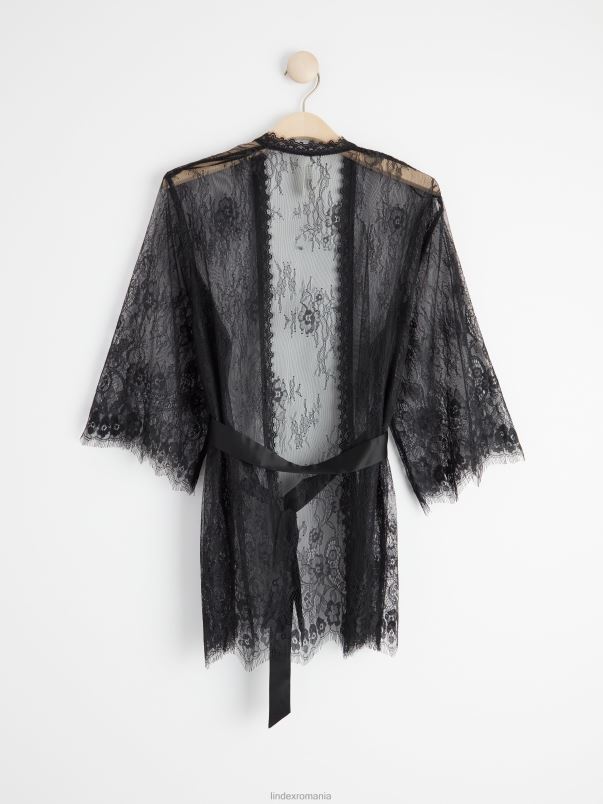 îmbrăcăminte VHZ2F2149 kimono scurt din dantelă femei negru Lindex