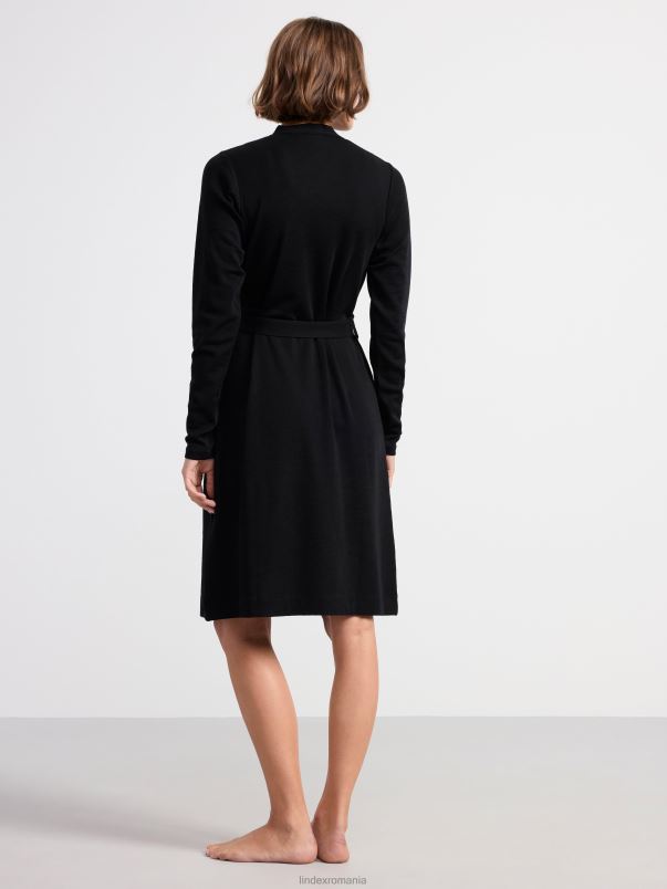 îmbrăcăminte VHZ2F1326 halat din lana merinos femei negru Lindex