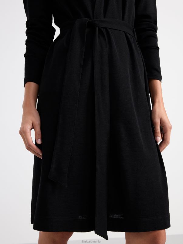 îmbrăcăminte VHZ2F1326 halat din lana merinos femei negru Lindex