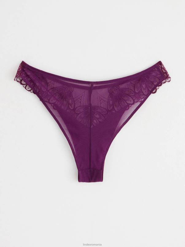 îmbrăcăminte VHZ2F1651 slip brazilian cu talie regulata femei liliac închis Lindex