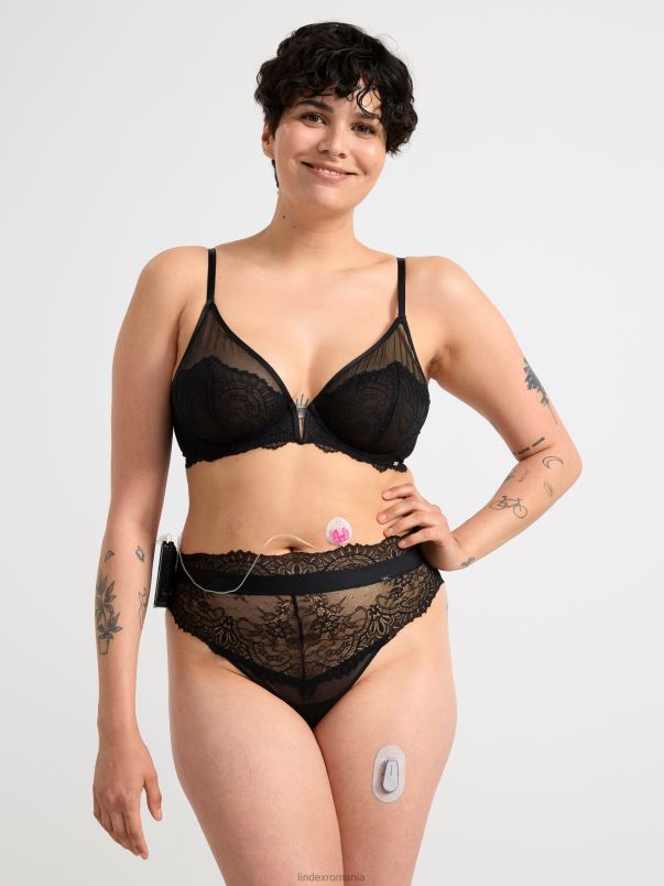 îmbrăcăminte VHZ2F1665 slip brazilian talie inalta cu dantela femei negru Lindex