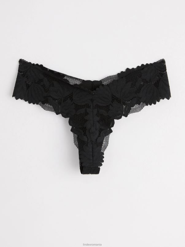 îmbrăcăminte VHZ2F1687 tanga talie joasa cu plasa si dantela femei negru Lindex