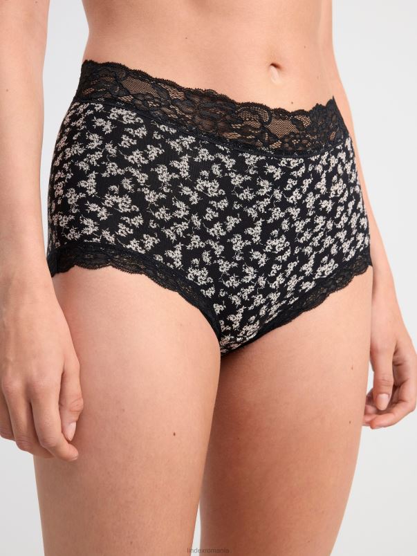 îmbrăcăminte VHZ2F1690 slip cu talie înaltă cu borduri din dantelă femei negru Lindex