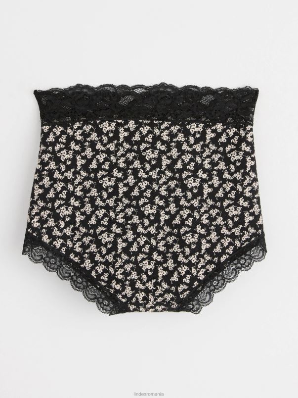 îmbrăcăminte VHZ2F1690 slip cu talie înaltă cu borduri din dantelă femei negru Lindex