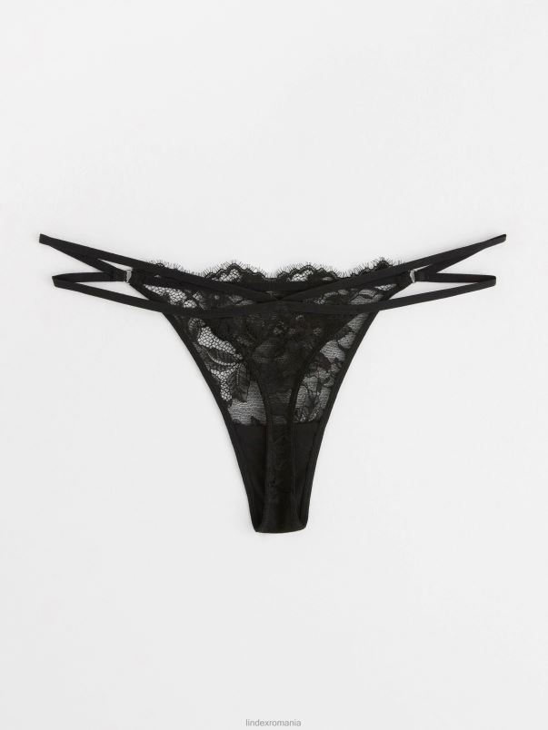îmbrăcăminte VHZ2F1784 tanga talie joasa cu dantela femei negru Lindex