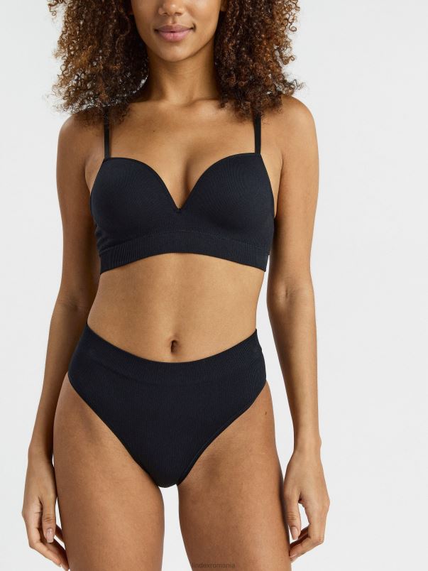 îmbrăcăminte VHZ2F1791 slip brazilian fără cusături cu nervuri înalte femei negru Lindex