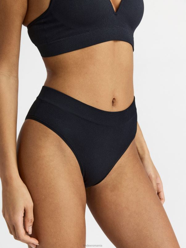 îmbrăcăminte VHZ2F1791 slip brazilian fără cusături cu nervuri înalte femei negru Lindex