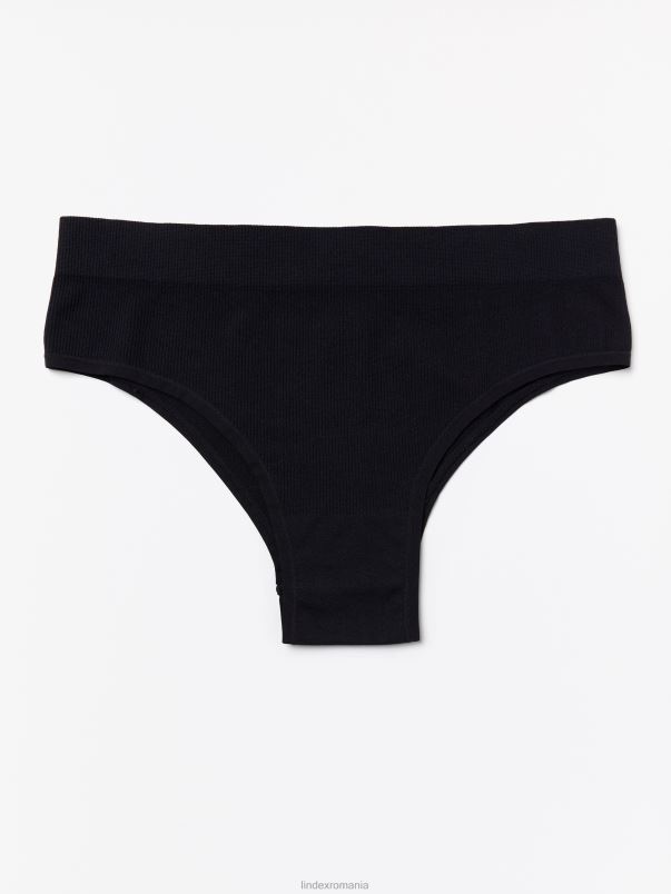 îmbrăcăminte VHZ2F1791 slip brazilian fără cusături cu nervuri înalte femei negru Lindex