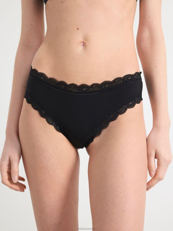 îmbrăcăminte VHZ2F1799 Pachet de 3 slip brazilian obișnuiți femei negru Lindex