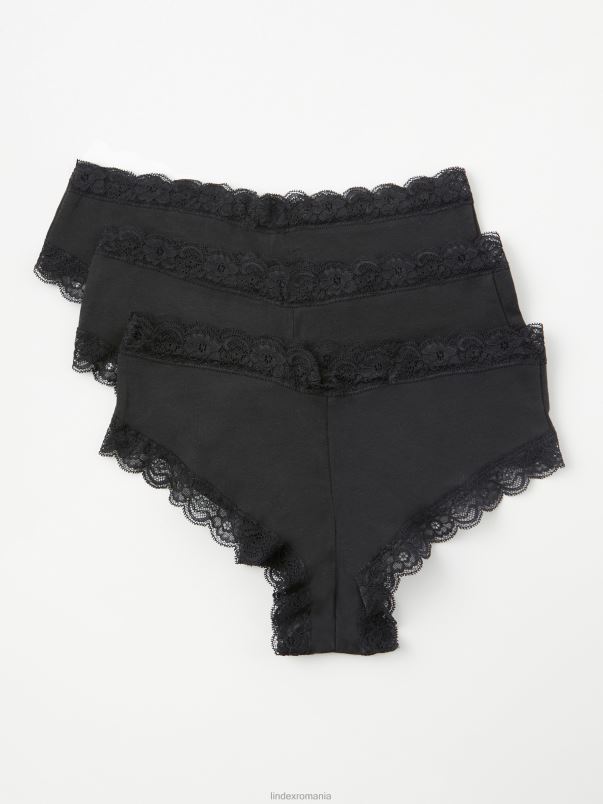 îmbrăcăminte VHZ2F1799 Pachet de 3 slip brazilian obișnuiți femei negru Lindex