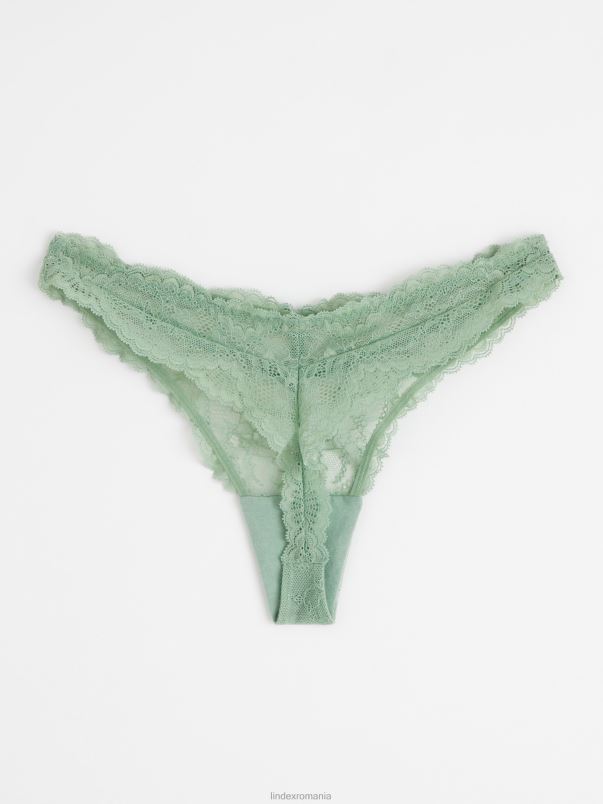 îmbrăcăminte VHZ2F1830 tanga talie regulata din dantela femei verde praf deschis Lindex