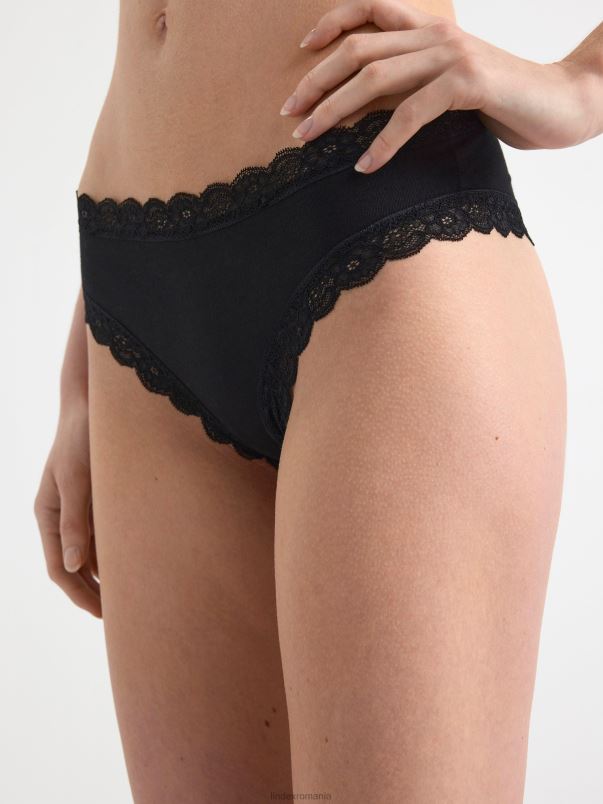 îmbrăcăminte VHZ2F1886 slip brazilian regulat din amestec de bumbac femei negru Lindex