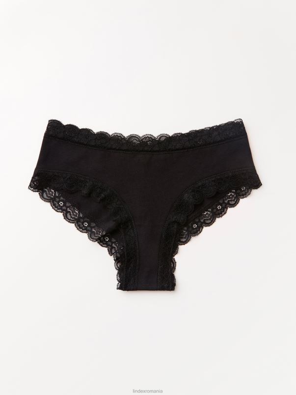 îmbrăcăminte VHZ2F1886 slip brazilian regulat din amestec de bumbac femei negru Lindex