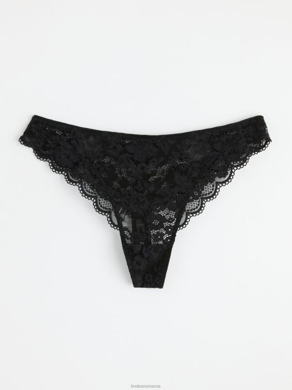 îmbrăcăminte VHZ2F1891 tanga talie regulata cu dantela femei negru Lindex