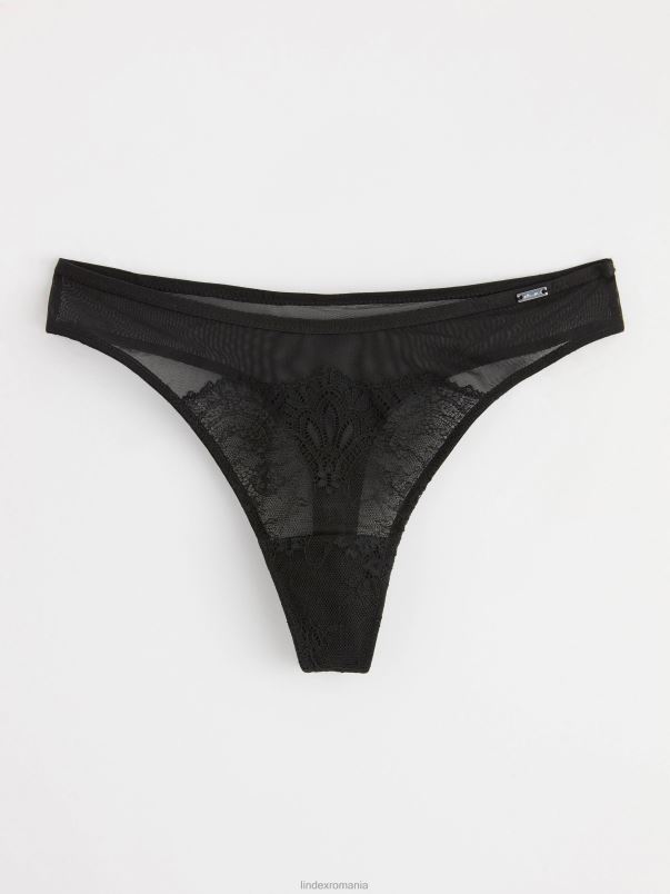 îmbrăcăminte VHZ2F1925 tanga talie regulata din dantela femei negru Lindex