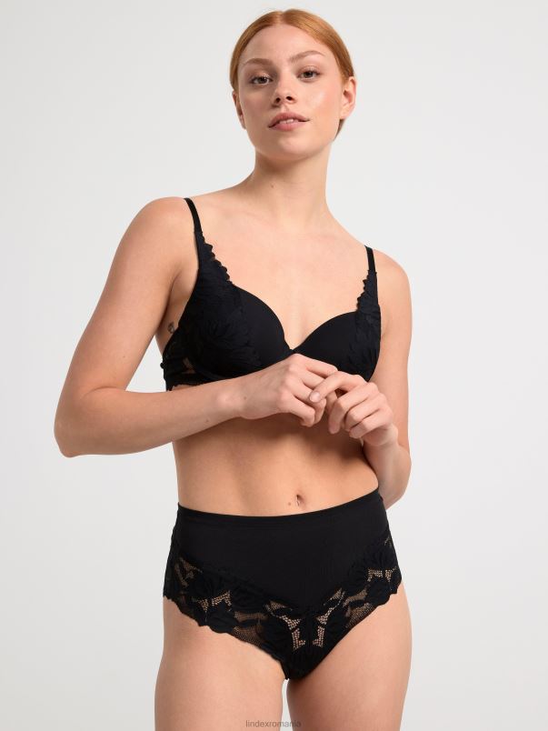 îmbrăcăminte VHZ2F2008 slip brazilian talie inalta cu dantela femei negru Lindex