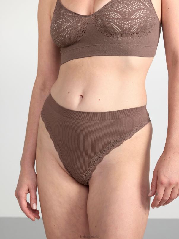 îmbrăcăminte VHZ2F2024 tanga fără sudură cu nervuri talie obișnuită femei maro praf închis Lindex