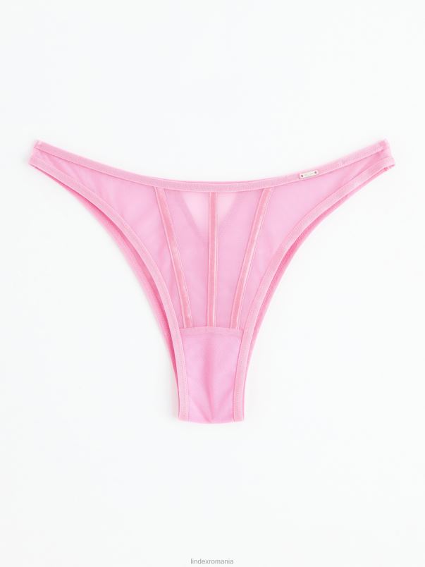 îmbrăcăminte VHZ2F2036 slip brazilian regulat din plasă femei roz deschis Lindex