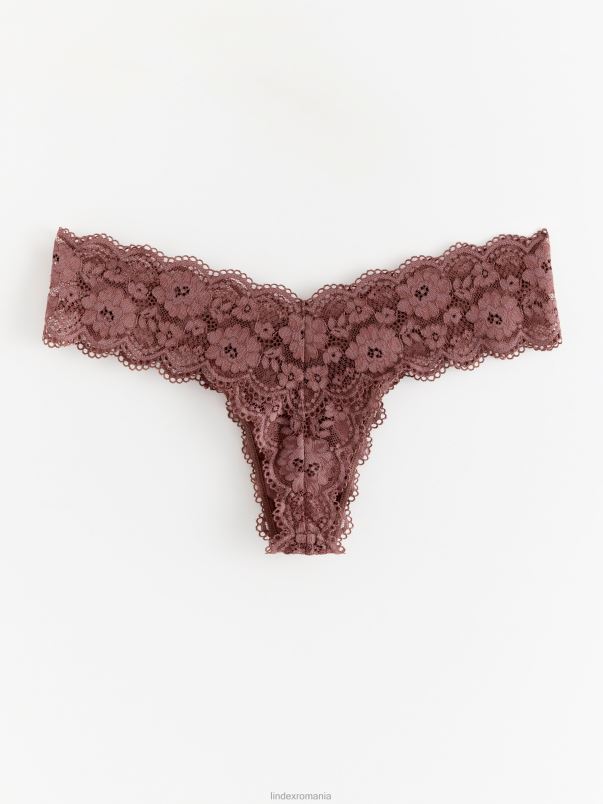 îmbrăcăminte VHZ2F2040 tanga joasa cu dantela femei maro praf Lindex