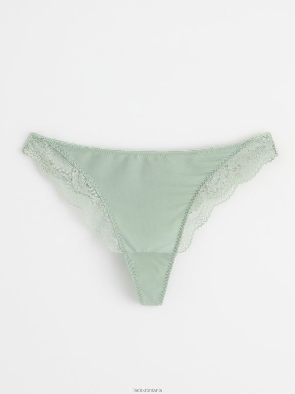 îmbrăcăminte VHZ2F2047 tanga regulata cu dantela femei verde praf deschis Lindex
