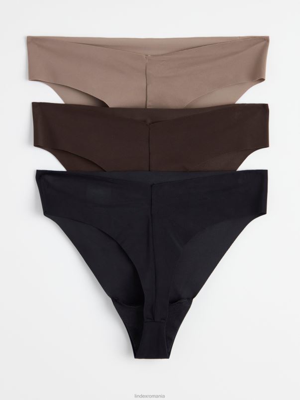 îmbrăcăminte VHZ2F2060 Pachet de 3 tanga sport cu talie înaltă femei negru Lindex