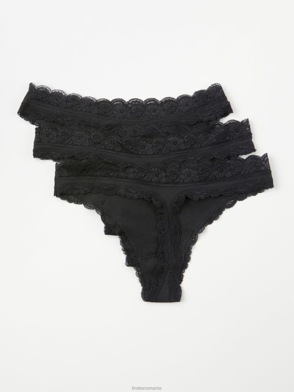 îmbrăcăminte VHZ2F2062 Tanga obisnuita pachet de 3 femei negru Lindex