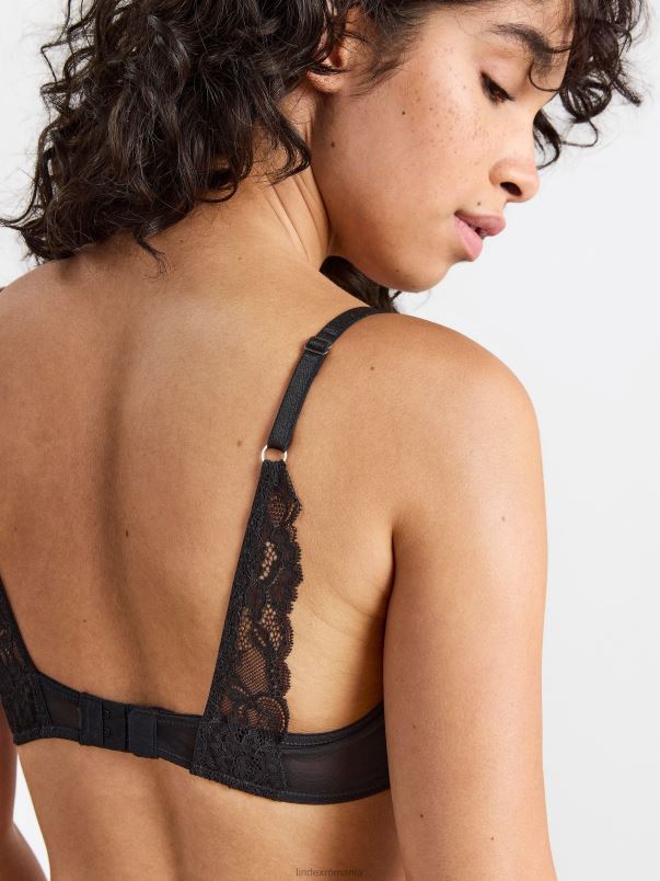 îmbrăcăminte VHZ2F1565 sutien flora fără sârmă cu dantelă femei negru Lindex