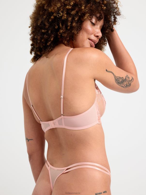 îmbrăcăminte VHZ2F1598 sutien necăptusit din plasă cu detalii din dantelă femei coral ușor praf Lindex
