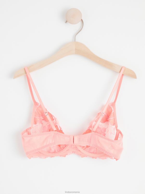 îmbrăcăminte VHZ2F1598 sutien necăptusit din plasă cu detalii din dantelă femei coral ușor praf Lindex
