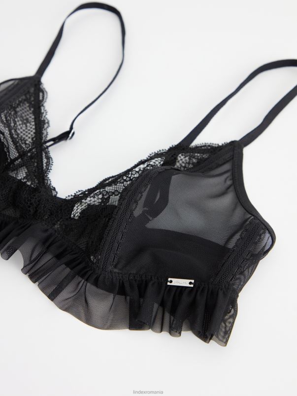 îmbrăcăminte VHZ2F1613 braletă necăptușită cu dantelă femei negru Lindex