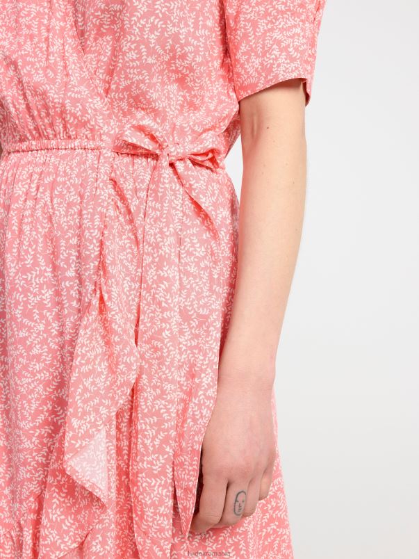 îmbrăcăminte VHZ2F106 rochie cu maneca scurta cu model femei roz închis Lindex