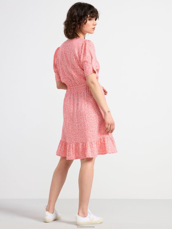 îmbrăcăminte VHZ2F106 rochie cu maneca scurta cu model femei roz închis Lindex