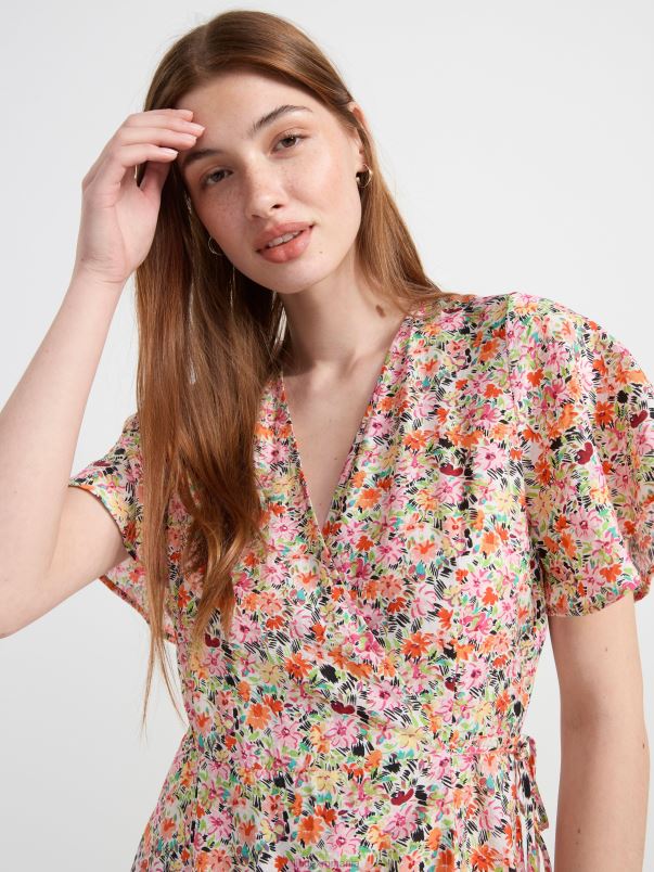 îmbrăcăminte VHZ2F118 rochie cu mânecă scurtă femei portocale Lindex