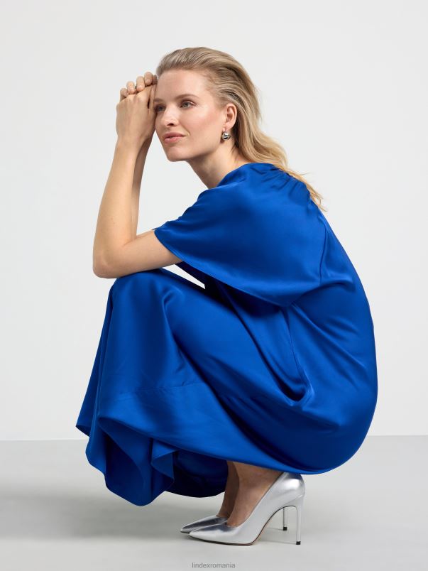 îmbrăcăminte VHZ2F119 rochie din satin cu maneca scurta femei albastru Lindex