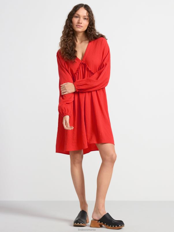 îmbrăcăminte VHZ2F122 rochie mini cu maneci largi femei roșu Lindex