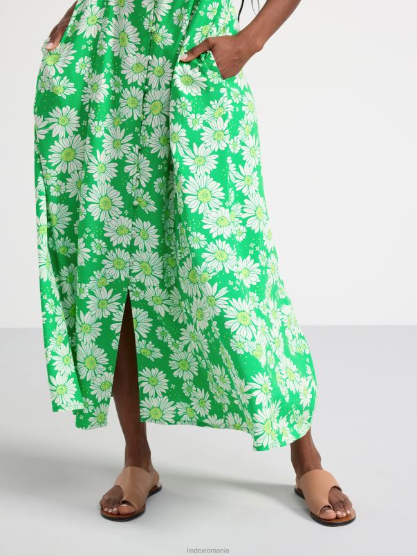 îmbrăcăminte VHZ2F127 rochie lungă femei verde Lindex