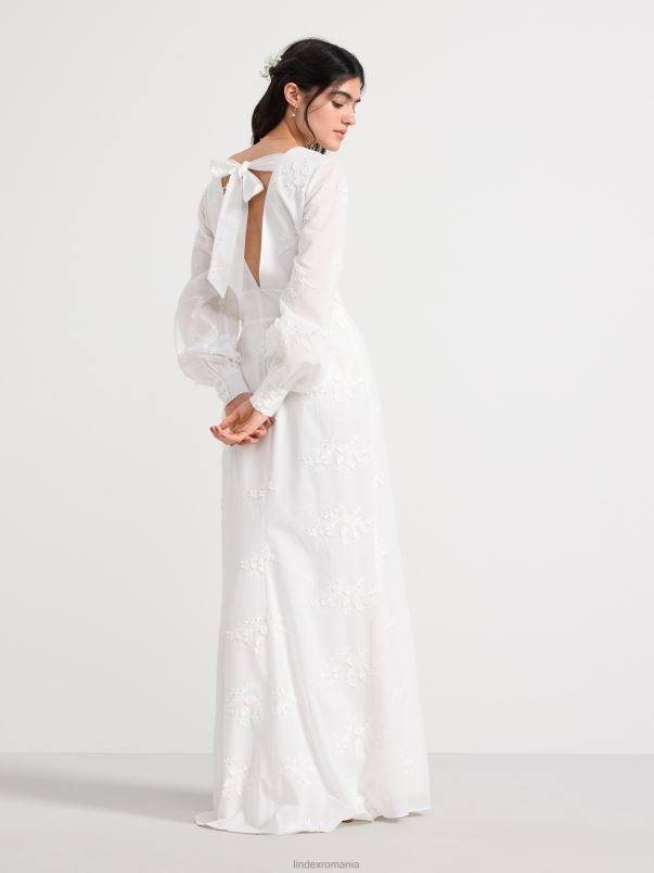îmbrăcăminte VHZ2F131 rochie albă cu broderie de flori femei alb Lindex