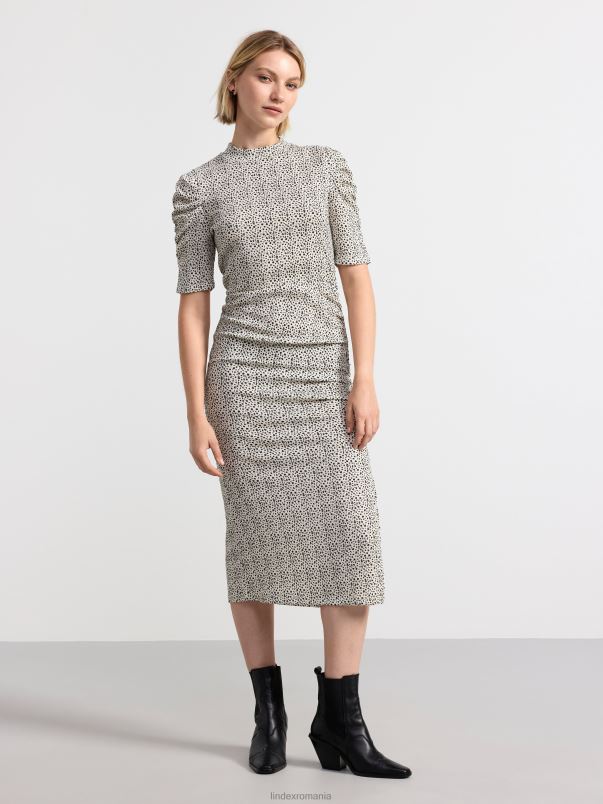 îmbrăcăminte VHZ2F13 rochie midi cu model femei bej deschis Lindex