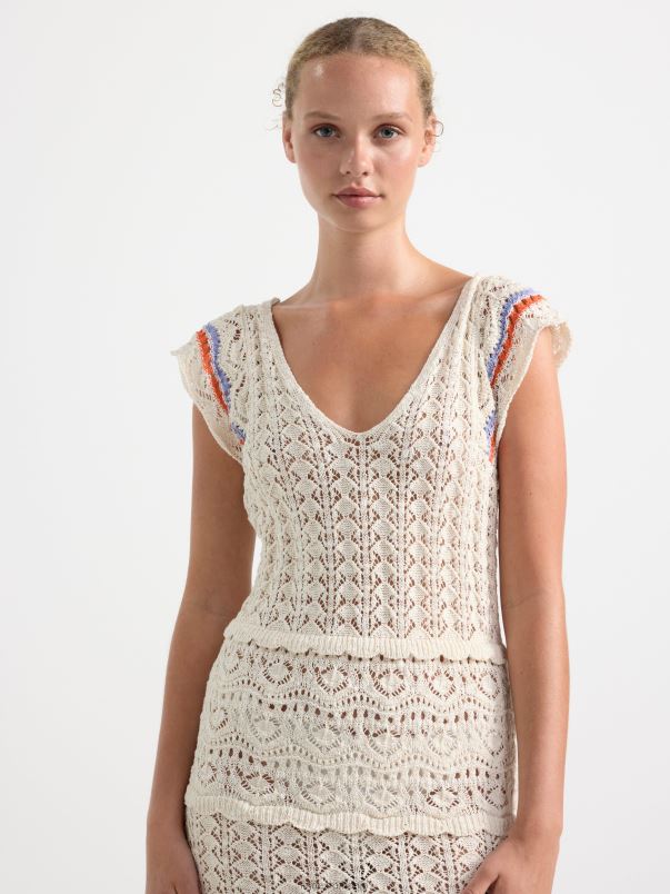 îmbrăcăminte VHZ2F146 rochie tricotată fără mâneci femei bej Lindex