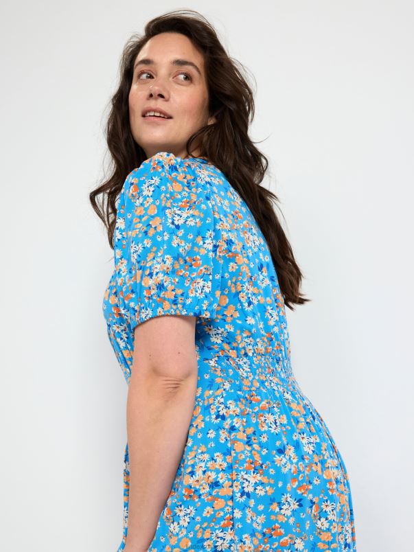 îmbrăcăminte VHZ2F152 rochie cu maneci bufante cu model femei albastru Lindex