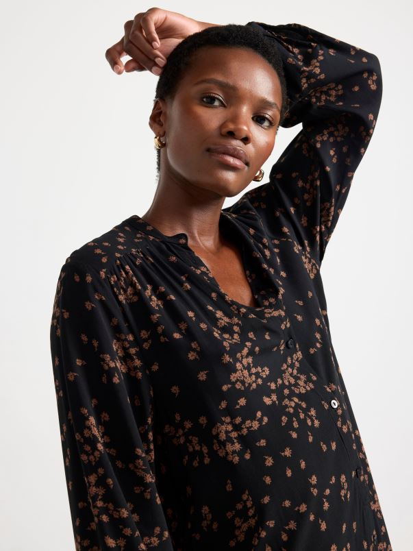 îmbrăcăminte VHZ2F23 rochie cu model cu maneca lunga femei negru Lindex