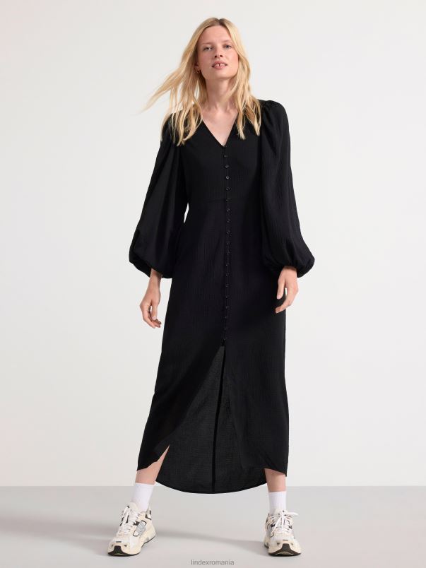 îmbrăcăminte VHZ2F24 rochie cu maneci voluminoase femei negru Lindex