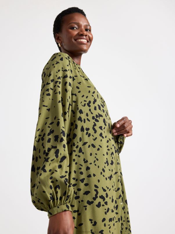 îmbrăcăminte VHZ2F26 rochie cu model cu maneca lunga femei verde inchis Lindex