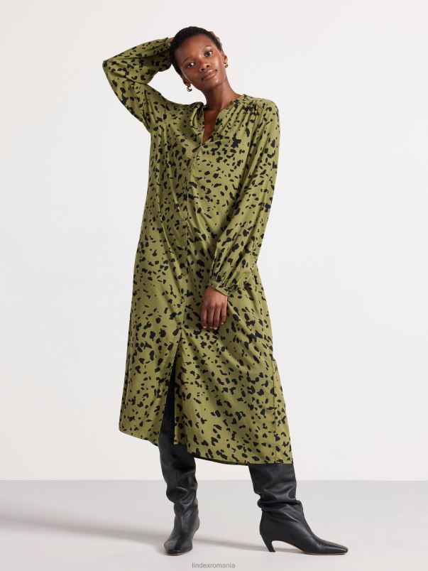 îmbrăcăminte VHZ2F26 rochie cu model cu maneca lunga femei verde inchis Lindex