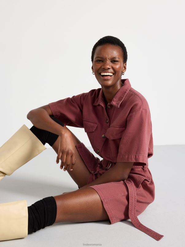 îmbrăcăminte VHZ2F29 rochie camasa cu buzunare si curea in talie femei roz Lindex