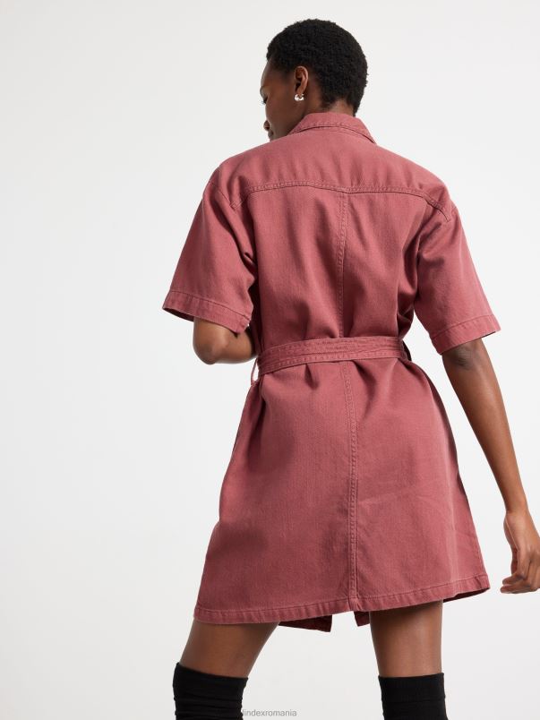 îmbrăcăminte VHZ2F29 rochie camasa cu buzunare si curea in talie femei roz Lindex