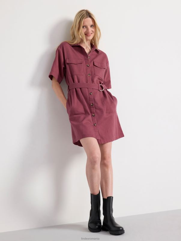 îmbrăcăminte VHZ2F29 rochie camasa cu buzunare si curea in talie femei roz Lindex