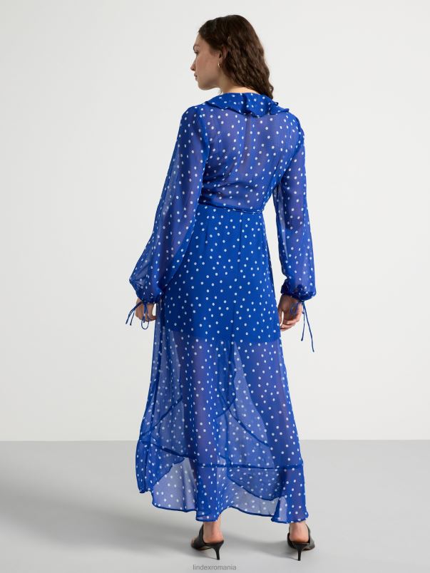 îmbrăcăminte VHZ2F32 rochie înfășurată în șifon femei albastru Lindex